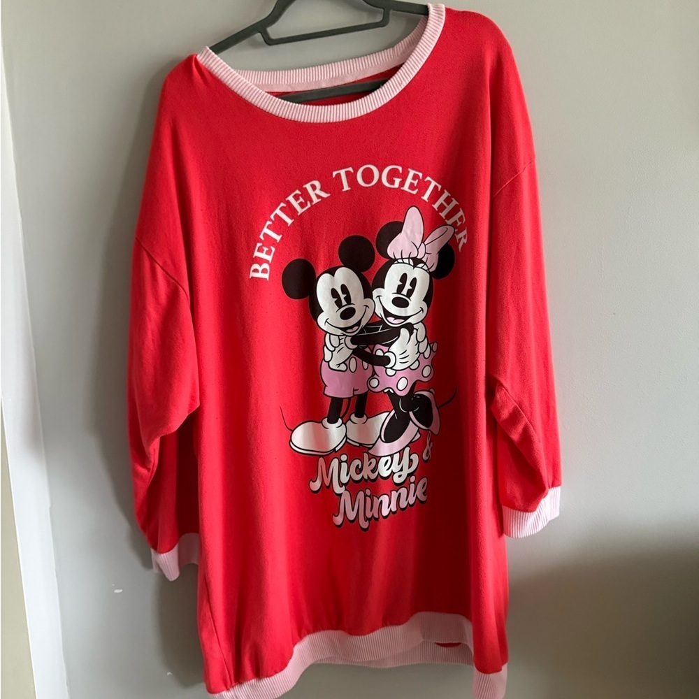 Disney Mickey & Minnie Mouse Better Together Sleep Shirt Nightgown Red Pink 2X